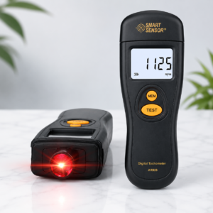 Smart sensor AR926 Non-Contact Tachometer front view showing LCD display and laser port