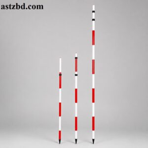 Ranging Rod 3m for surveying standing upright showing red and white bands with metric graduation marks