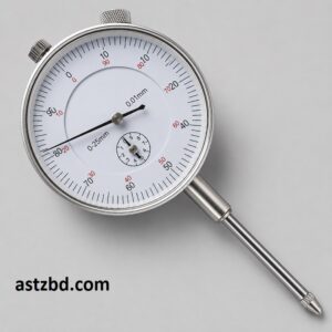 Dial Gauge Indicator 0.01mm mounted on magnetic base measuring runout on lathe chuck in Bangladesh machine shop