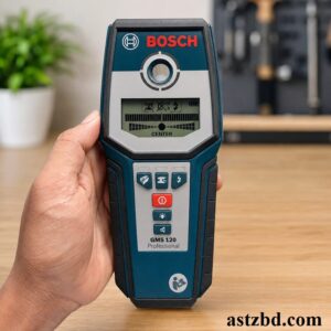 Bosch GMS 120 professional multi-detector front view showing LCD display