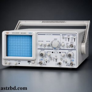 LODESATAR MOS-620CH 20MHz Dual Channel Analog Oscilloscope front panel showing CRT display, vertical and horizontal controls, and trigger section