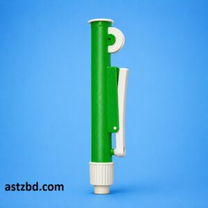 Pipette Pump Green 10ml front view showing thumb wheel and fast-release lever