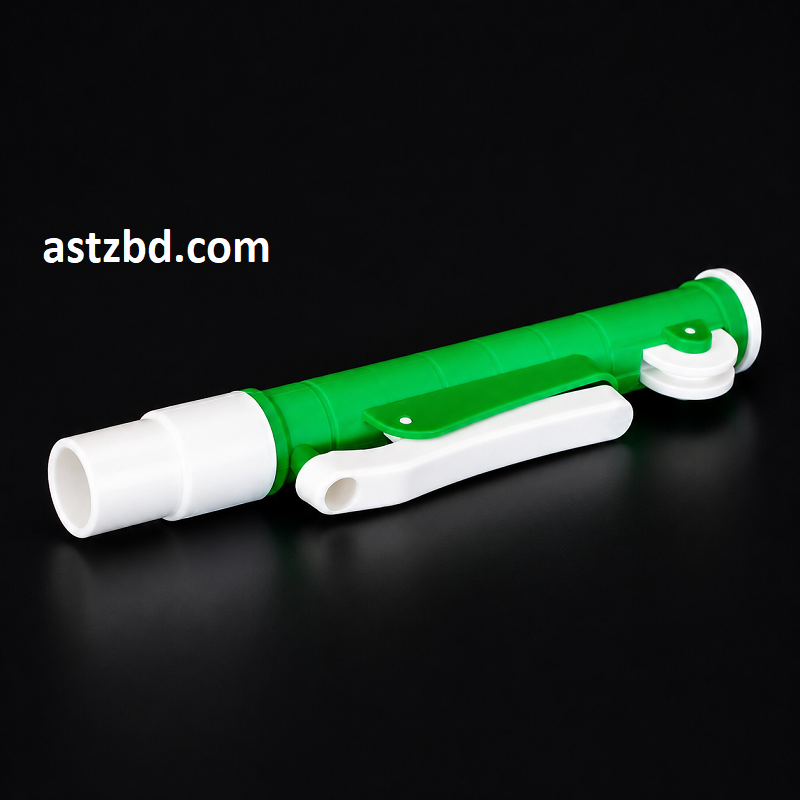 Pipette Pump Green 10ml in use aspirating liquid in a laboratory setting