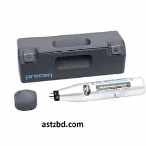 Switzerland Concrete Rebound Hammer Testing Concrete Strength measuring surface hardness on concrete structure during non-destructive testing.