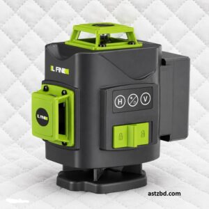 LLX-360-02 green laser level projecting 360-degree beam on wall and floor during construction