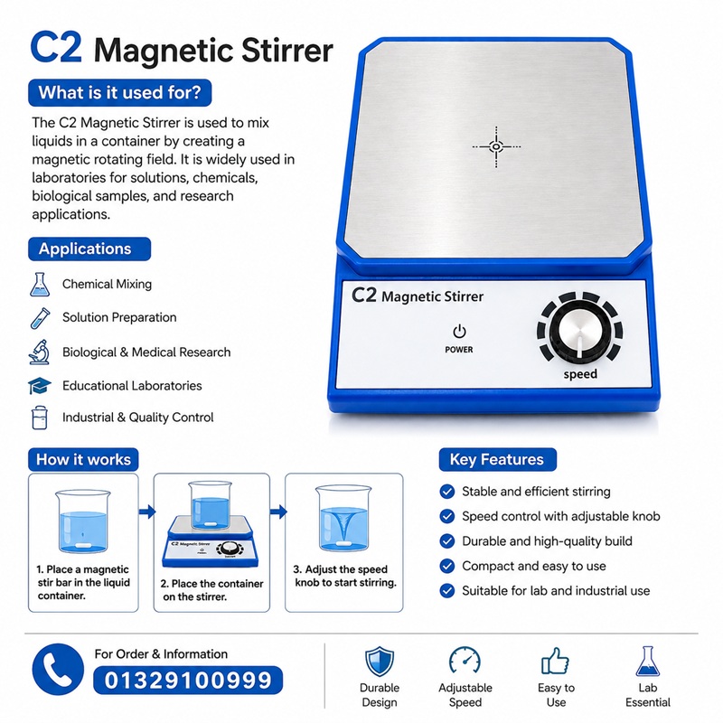 Magnetic stirrer C2 compact device for laboratory liquid mixing