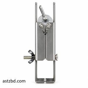 Upper grasp button grip push-button locking handle front view
